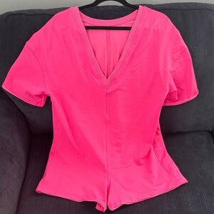 Vibrant Pink V-Neck Women's Romper